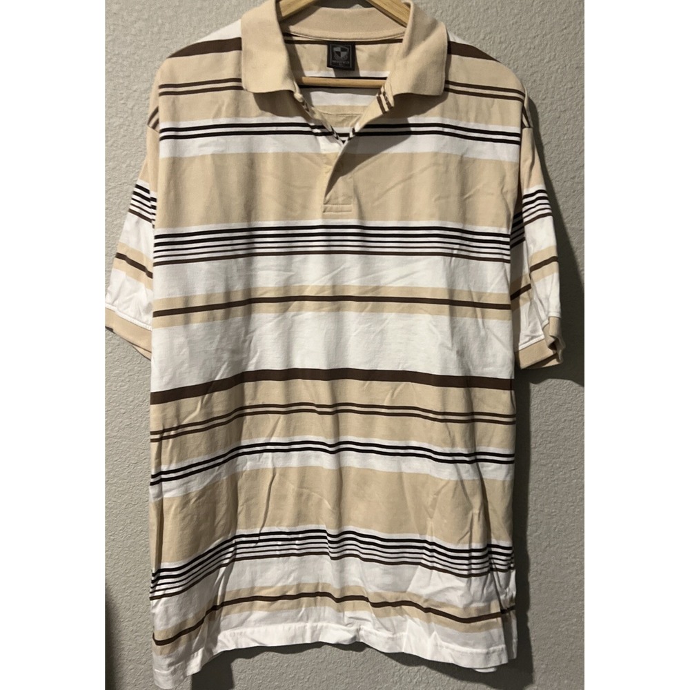 Mensfield Howler Bros BROWN/TAN/WHITE STRIPED Sh Slv Shirt SIZE XL